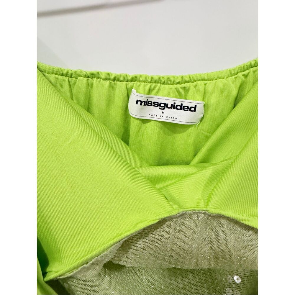 Missguided Lime Sequin Halter Mini Dress M - Picture 3 of 10
